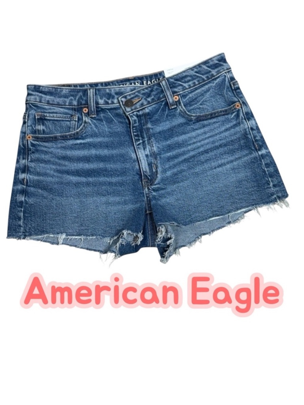 American Eagle Stretch Crossover Denim Mom Vintage Wash Shorts Size 6 28